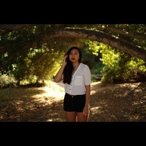 White Button Up Crop Top